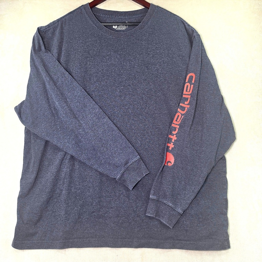Carhartt Mens 2XL Loose Fit Long Sleeve Logo Graphic T-Shirt Grey TK0231-M